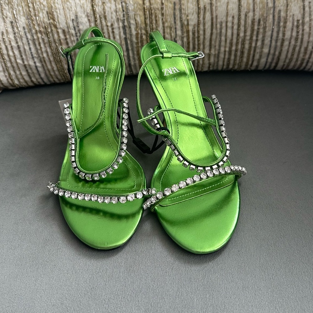 Brand new green studded heels